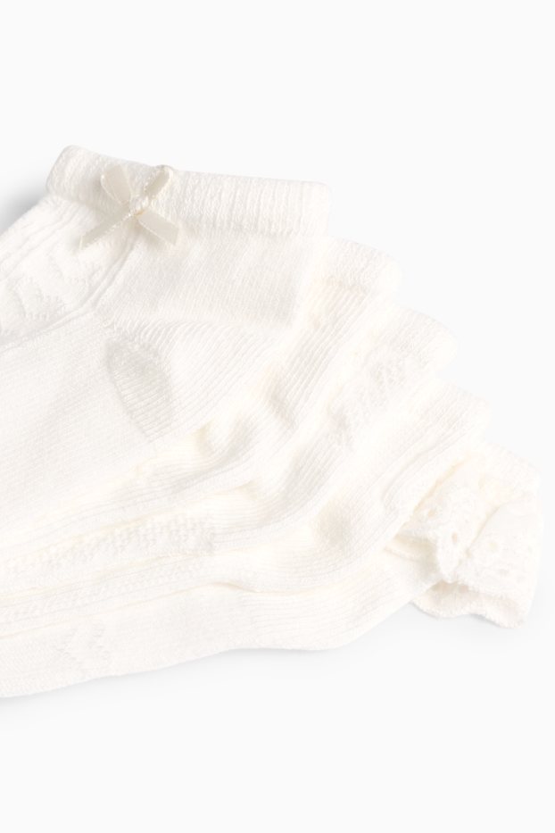 Bébés filles - Lot de 5 paires - socquettes pour bébé - blanc
