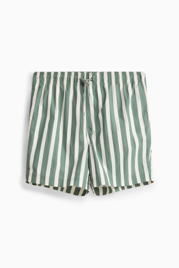 Men - Swim shorts - striped - white / green