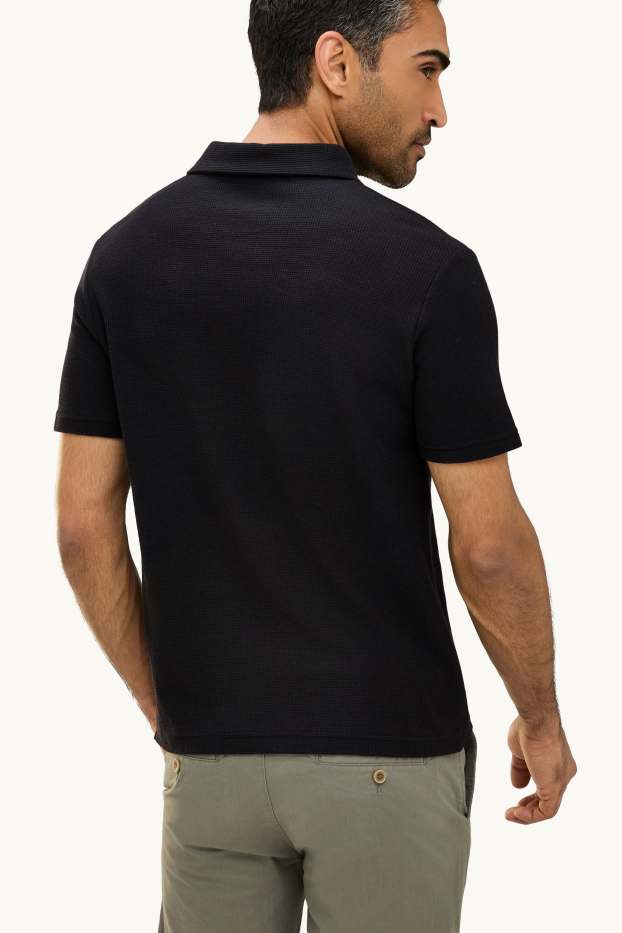 Herren - Poloshirt - Regular Fit - strukturiert - schwarz