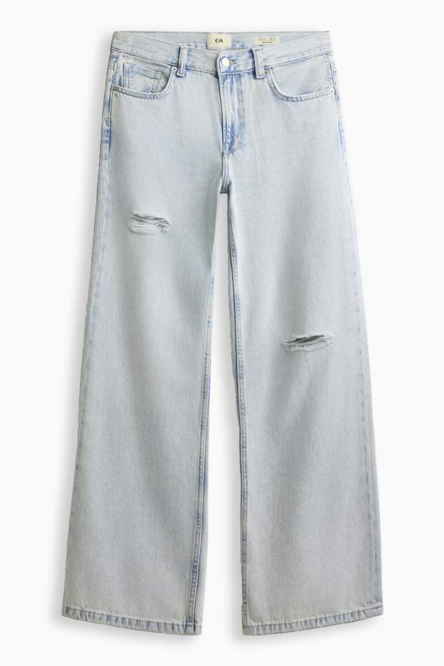 Dámské - Wide leg jeans - low waist - světle modrá