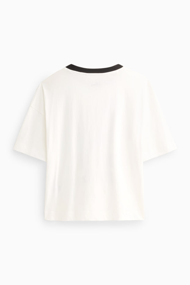 Damen - T-Shirt - Regular Fit - Micky Maus - weiss / schwarz