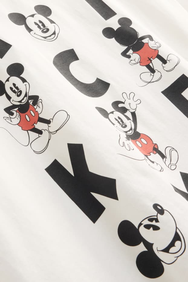 Damen - T-Shirt - Regular Fit - Micky Maus - weiss / schwarz