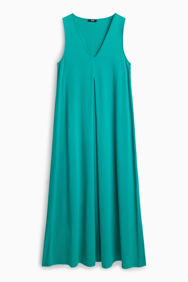 Women - V-neck A-line dress - turquoise