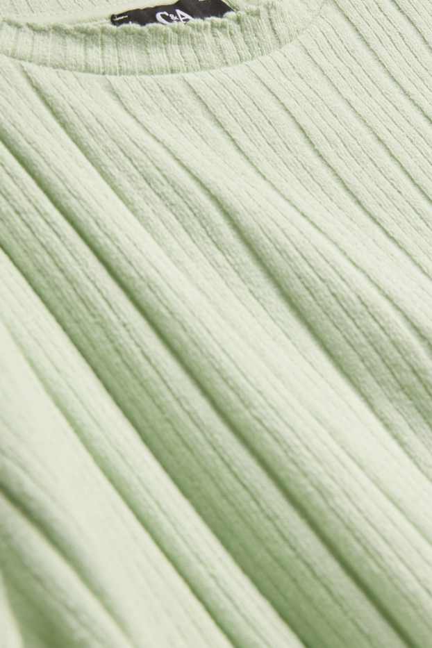 Damen - T-Shirt - Regular Fit - gerippt - hellgrün