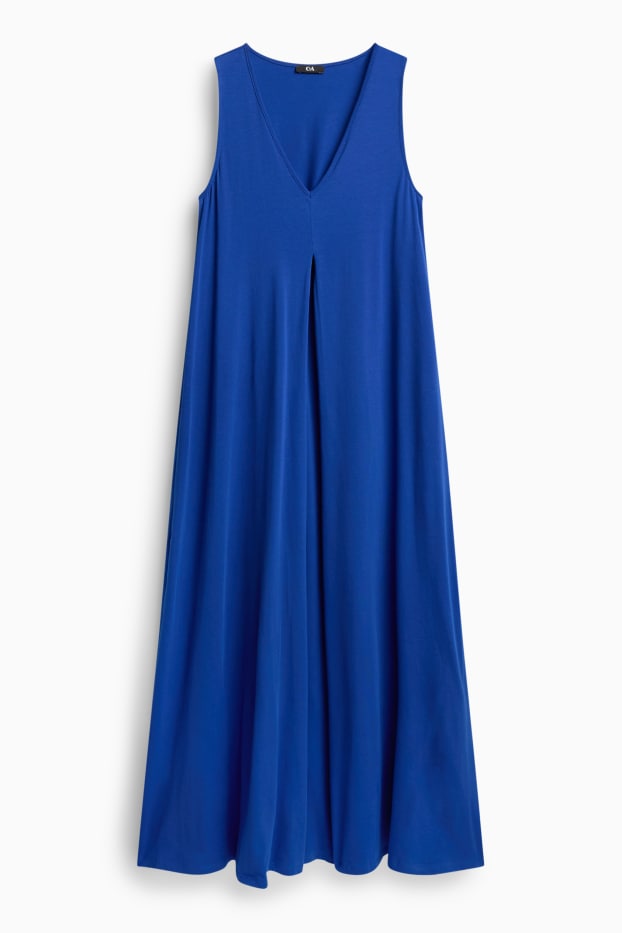 Women - V-neck A-line dress - blue