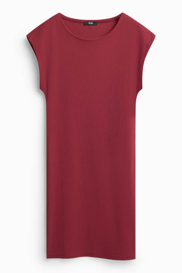 Damen - Bodycon Keid - Feinripp - rot