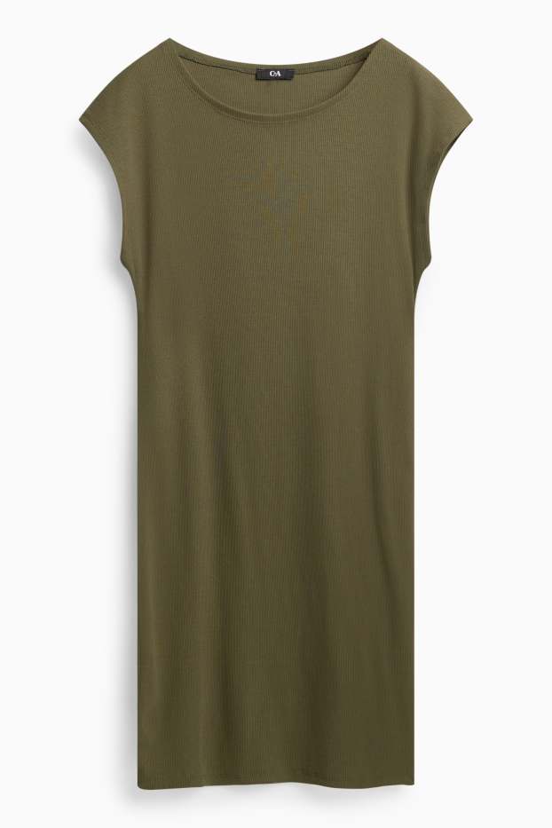 Damen - Bodycon Keid - Feinripp - khaki