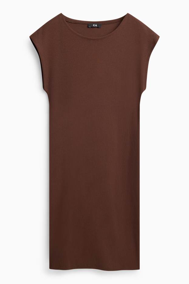 Damen - Bodycon Keid - Feinripp - braun