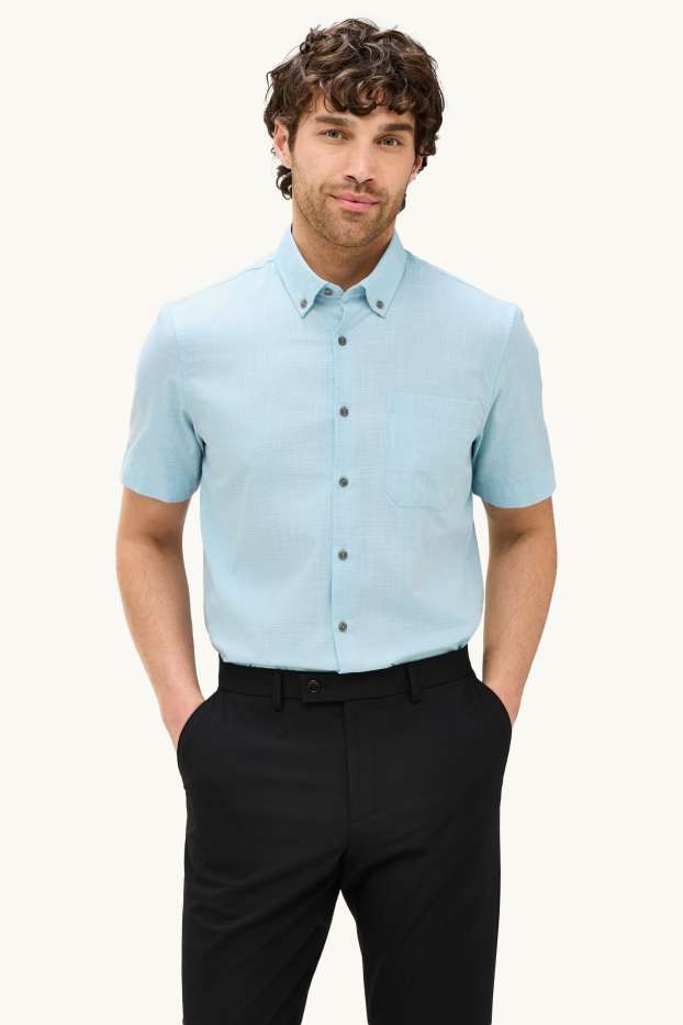 Men - Business shirt - regular fit - button-down collar - light blue