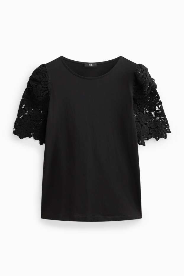 Damen - T-Shirt - Regular Fit - schwarz