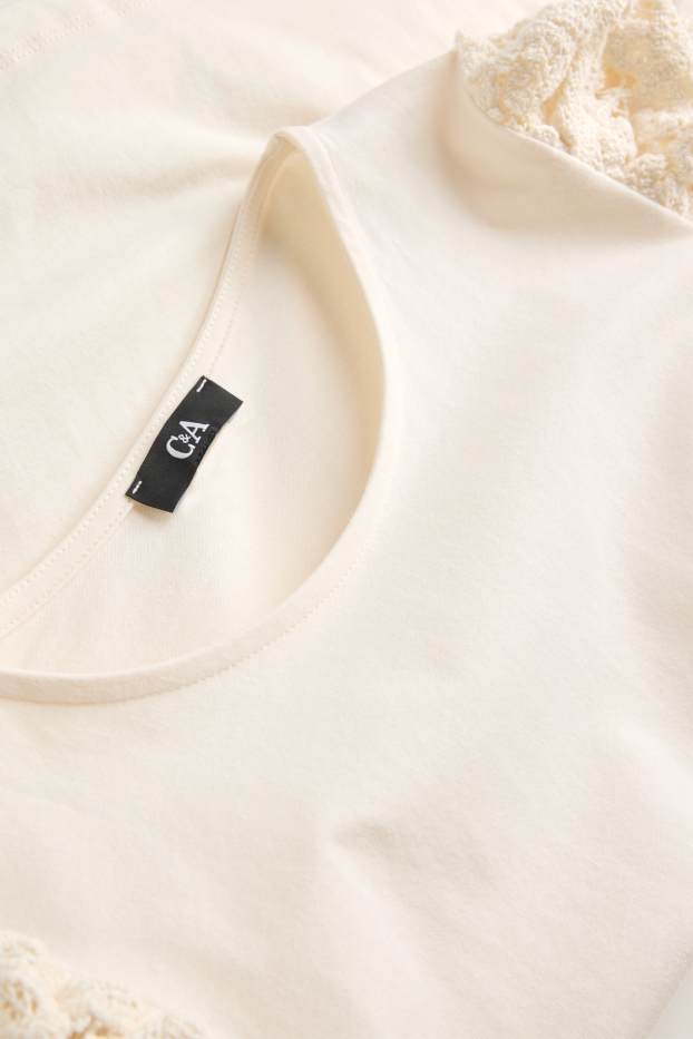 Damen - T-Shirt - Regular Fit - cremeweiss