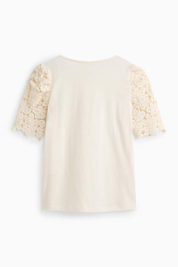 Damen - T-Shirt - Regular Fit - cremeweiss