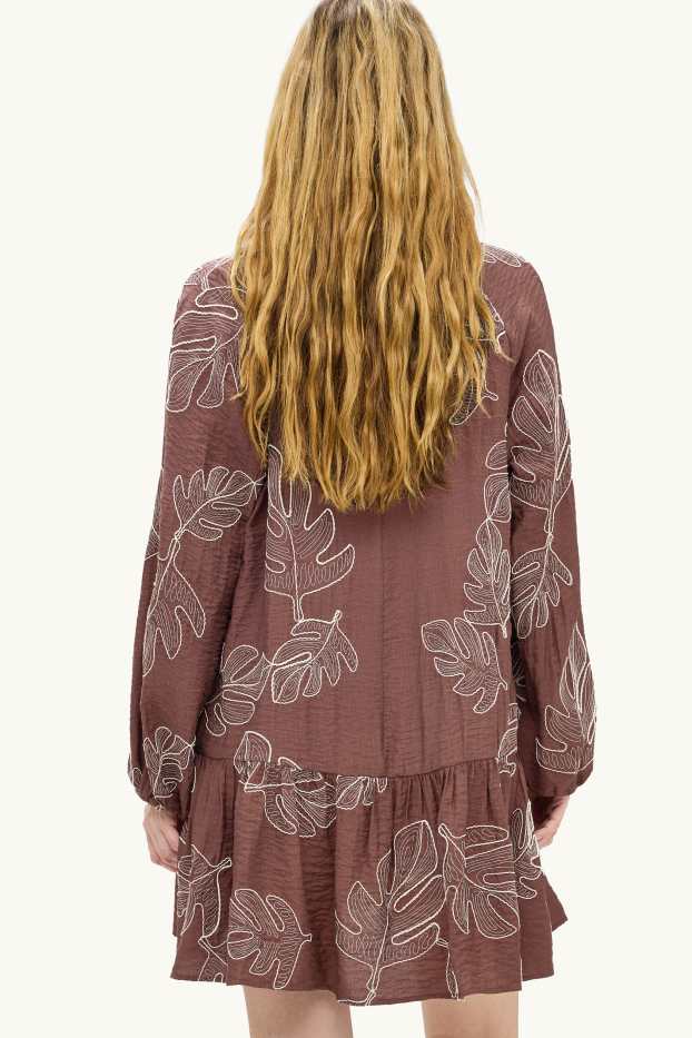 Femmes - Robe - à motif - marron