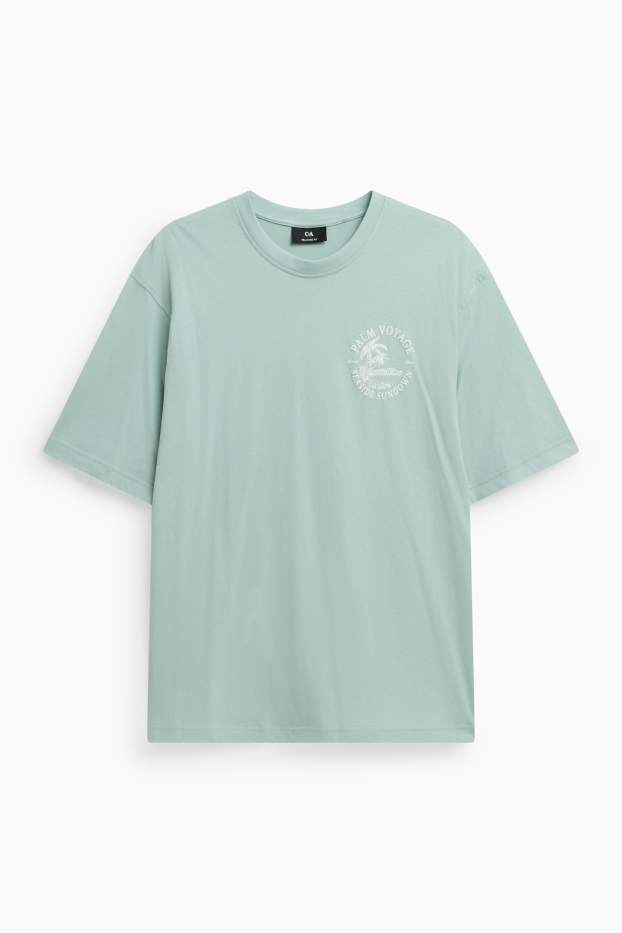 Heren - T-shirt - relaxed fit - turquoise