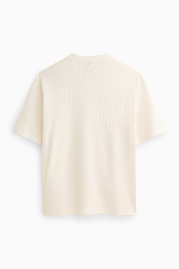 Mężczyźni - T-shirt - kremowobiały