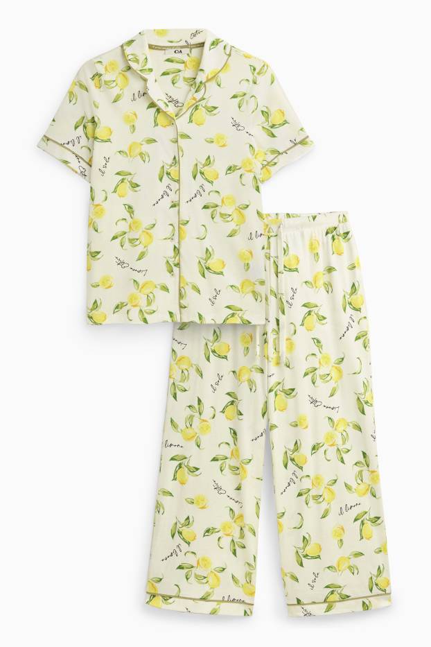 Dona - Pijama - amb motiu - blanc/groc