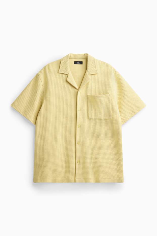 Hommes - Chemise - relaxed fit - col à revers - finition texturée - jaune