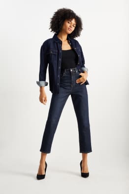 Cropped straight jeans - high waist