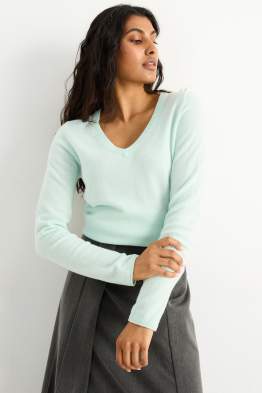 Kaschmir-Pullover mit V-Ausschnitt