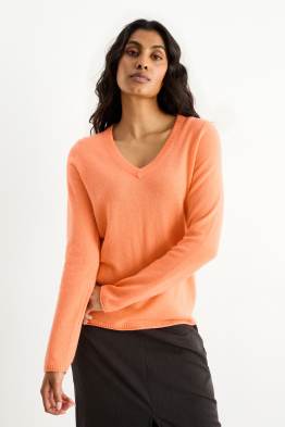 Kaschmir-Pullover mit V-Ausschnitt