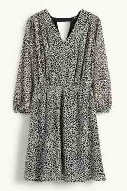 V-neck chiffon dress - leopard print - textured