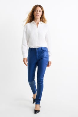 Kalhoty - high waist - skinny fit - z lesklého materiálu
