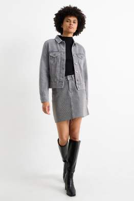 Jeans-Minirock mit Strasssteinen