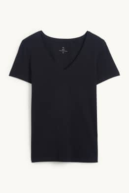 T-shirt z wycięciem V - slim fit