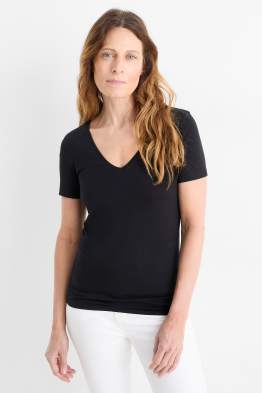 T-shirt z wycięciem V - slim fit