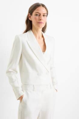 Crop Leinen-Blazer - Regular Fit