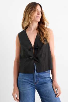 Business-Weste - tailliert - Leinen-Mix