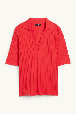 T-shirt met V-hals - regular fit - ribstof