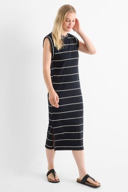 T-Shirt-Kleid - gerippt - gestreift