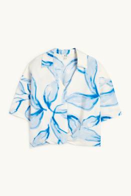 Bluse mit V-Ausschnitt - gemustert