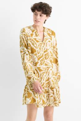 Kleid mit V-Ausschnitt - gemustert