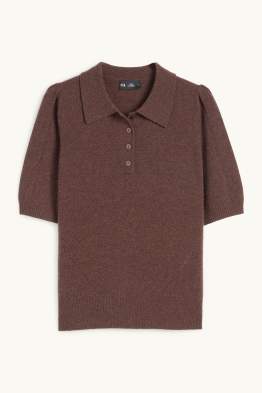 Kaschmir-Strickpullover - kurzarm