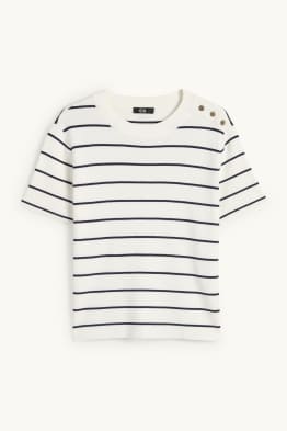 Gebreide trui - korte mouwen - gestreept