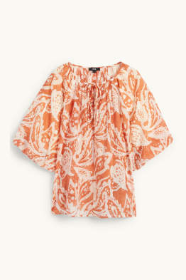 Bluse mit V-Ausschnitt - gemustert