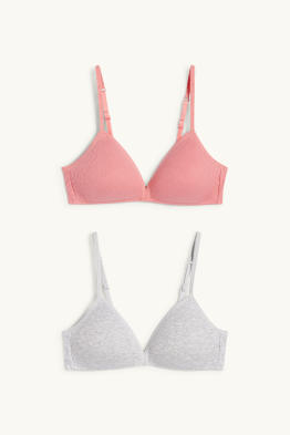 Multipack 2er - BH ohne Bügel - wattiert - gerippt