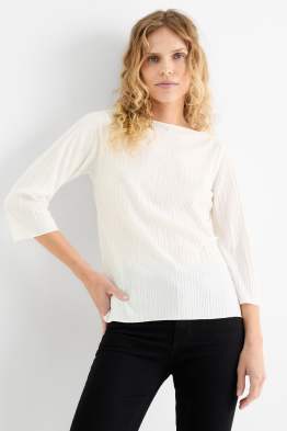 Pleated long sleeve top