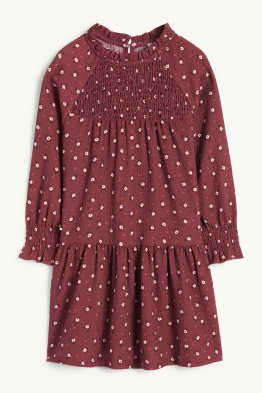 Rochie - cu flori - structurată - cu fronseuri