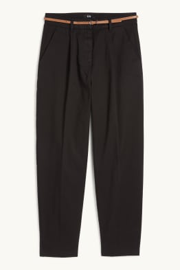 Cloth trousers with belt - high waist - barrel leg