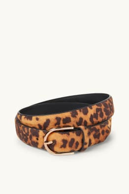 Gürtel - Velourslederimitat - Leo-Print