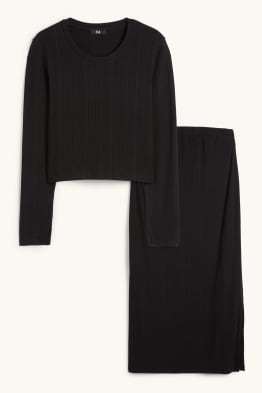 Set - maglia corta a maniche lunghe e gonna premaman - 2 pezzi      