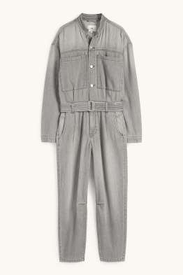 Jeans-Jumpsuit mit Gürtel