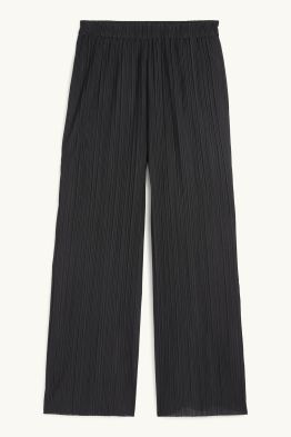 Plissé trousers - high-rise waist - wide leg