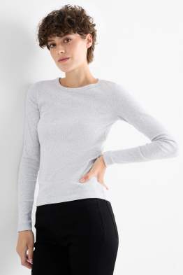 Wielopak, 2 szt. - koszulka z długim rękawem - slim fit - w prążki