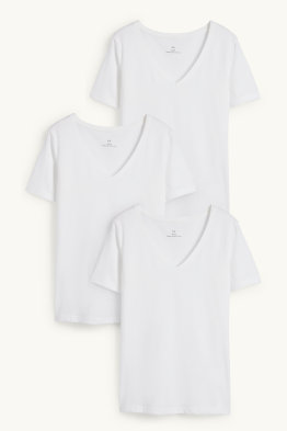 Multipack 3er - T-Shirt mit V-Ausschnitt - Slim Fit