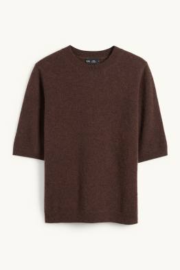 Kaschmir-Strickpullover - kurzarm