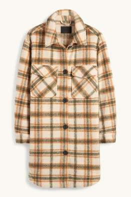 Płaszcz z dzianiny - w kratę